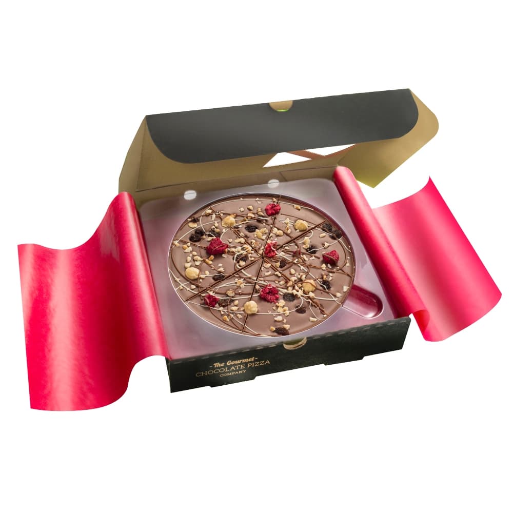 7" Crazy Crunch Chocolate Pizza presented in an authentic pizza box.